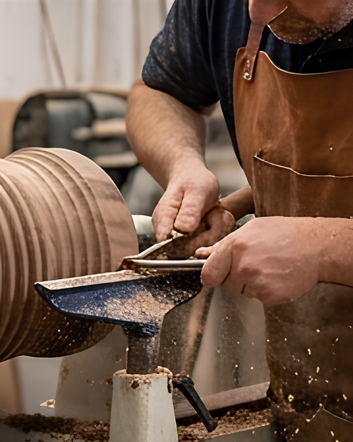 Master craftsman shaping stone